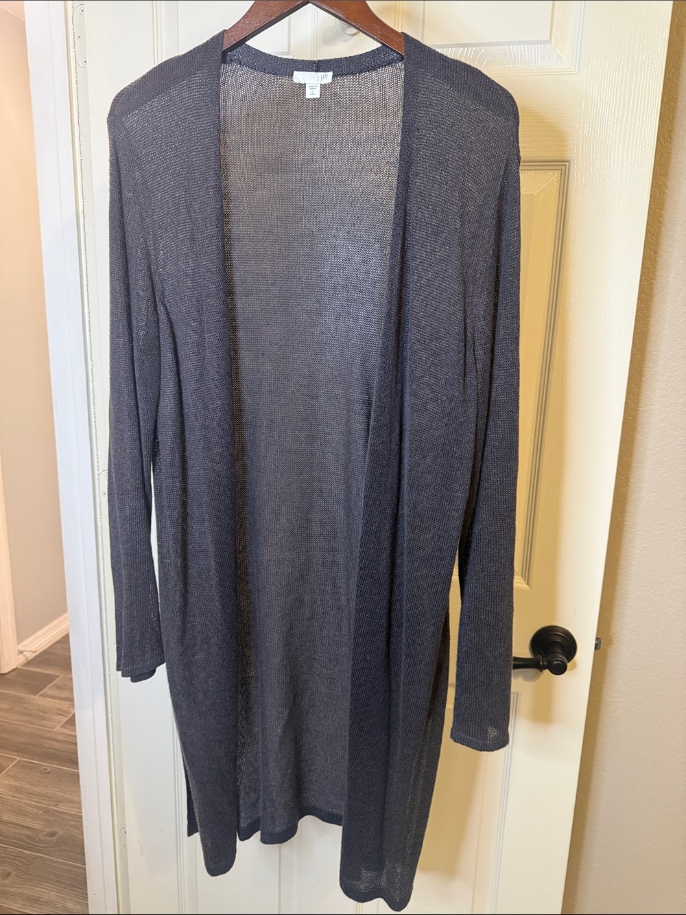 J. Jill Grey Open-Front Linen Blend Cardigan